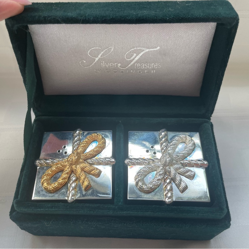 Vintage GODINGER Silver Treasures Salt & Pepper Shakers in Gift Box